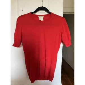 Etro Red Cashmere + Silk Short Sleeve Sweater T Shirt Shell Sample Made in Italy